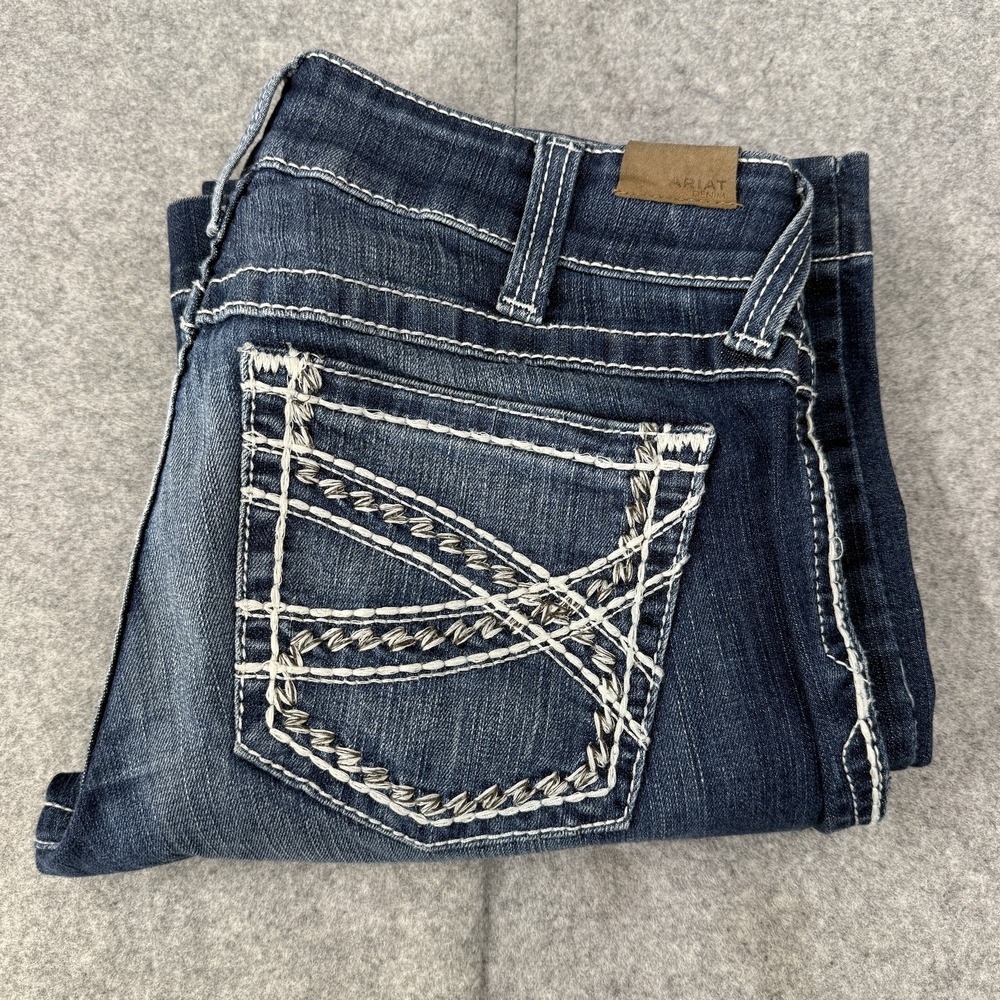 Ariat Dark Blue Wide Leg Jeans with White Contrast Stitching